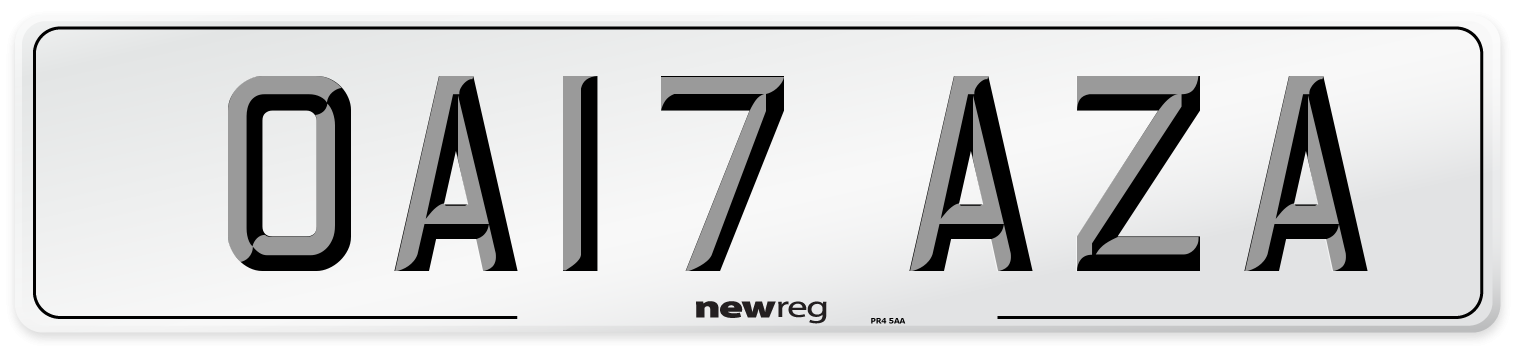 OA17 AZA Number Plate from New Reg